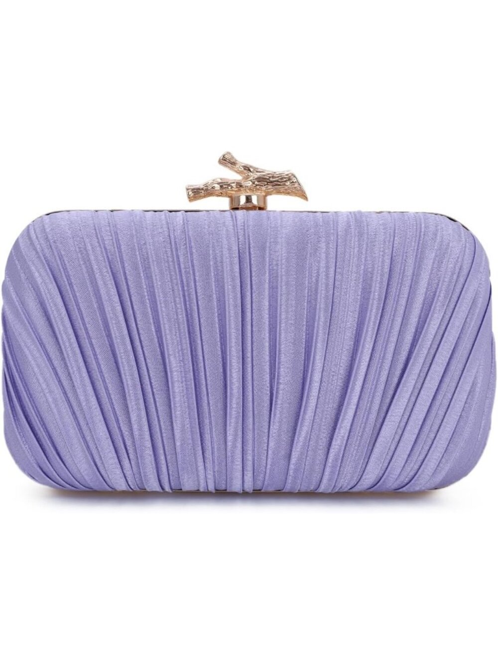 Women's Purple Pleated Clutch Purse For With Chain Wedding Party Evening Bag